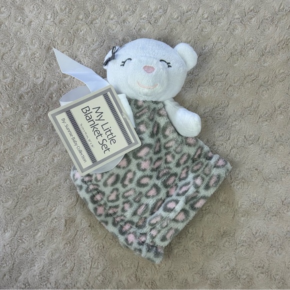 INF Inc Pink Gray Leopard Print Teddy Bear Lovey Security Blanket White Cheetah